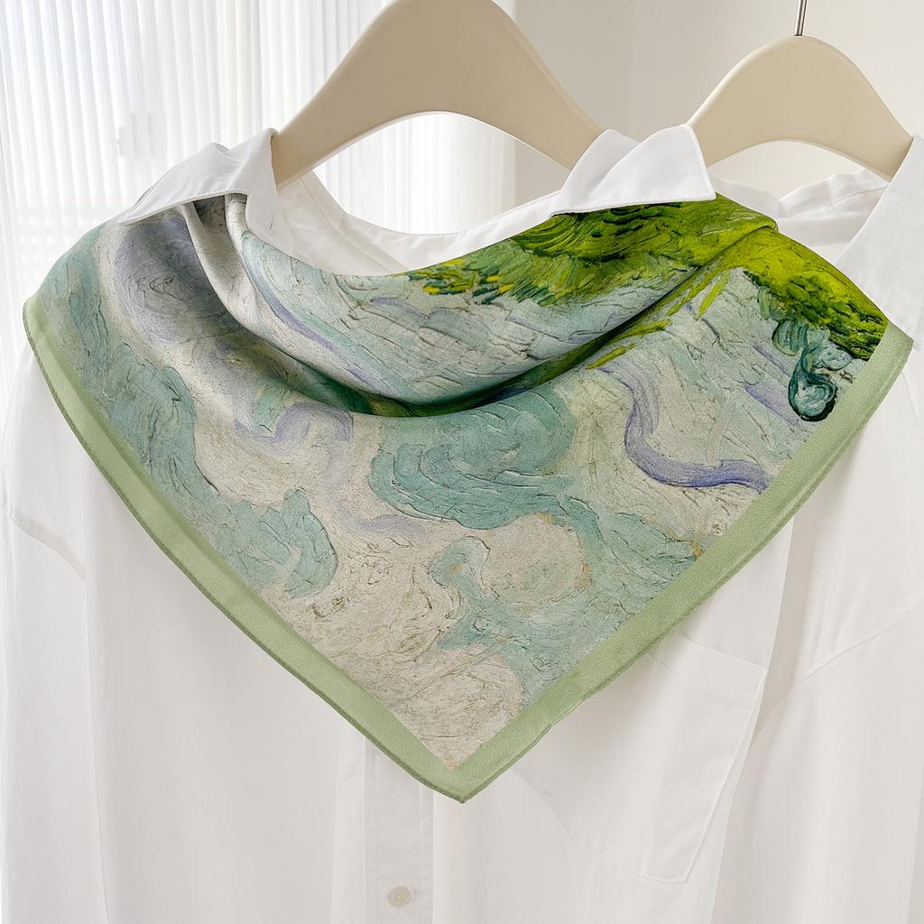 111% Mulberry Silk 71 Square Scarf, New Sky City Professional Decorative Scarf, Commuting To Work Versatile Silk Scarf