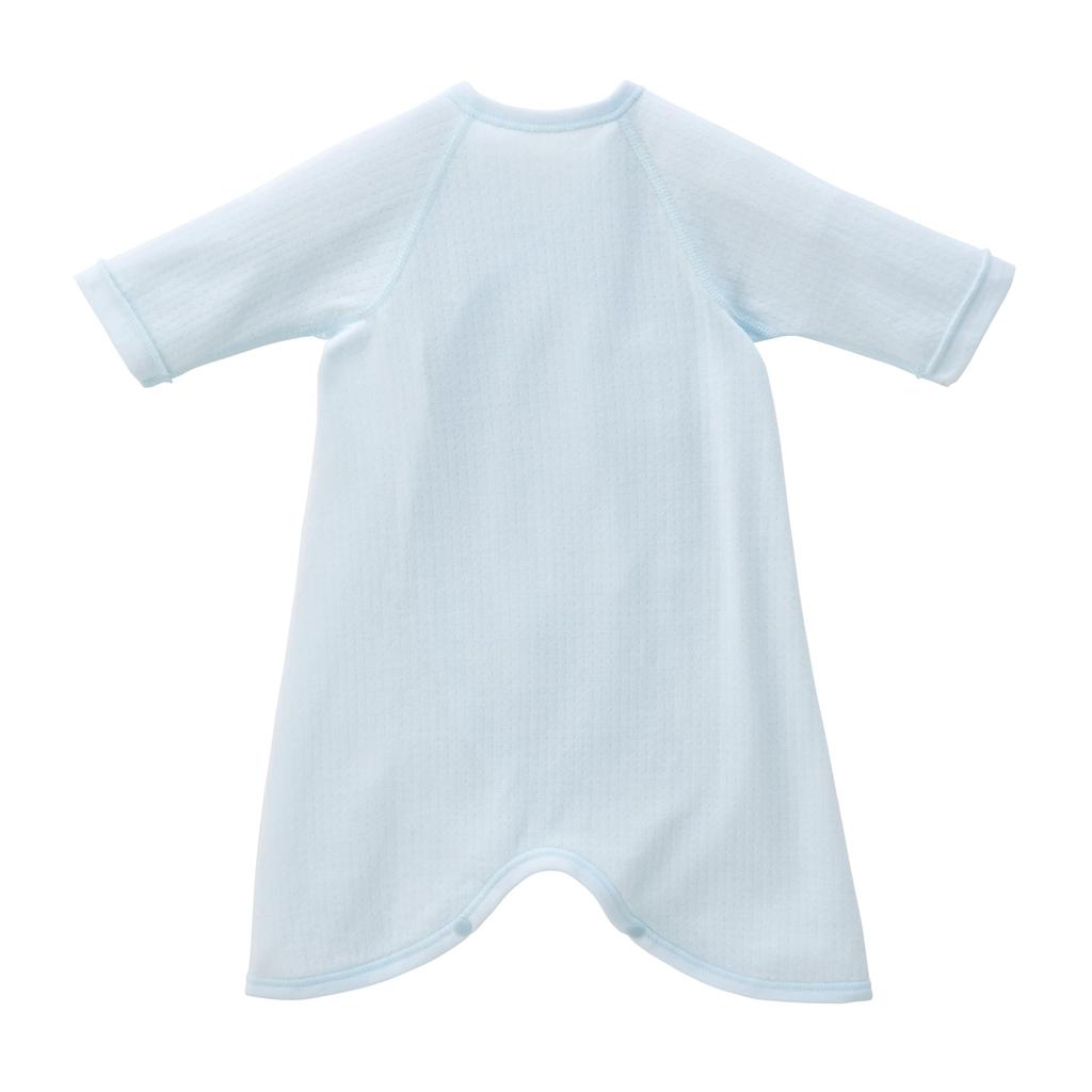 MIKI HOUSE Baby Solid Made In for Boys and Size Blue Undershirt, Color, Logo, 100% Cotton, Japan, Girls, Newborn, 40-2328-496, 50-60cm,