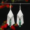 Miao Yin earrings original niche retro Dongling jade earrings long fringed earrings women