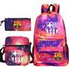 Student Backpack Set of 3 Star Player Print Oxford Cloth Bookbag Shoulder Bag Pencil Case Combo Large Capacity School Bag Gift for Teens