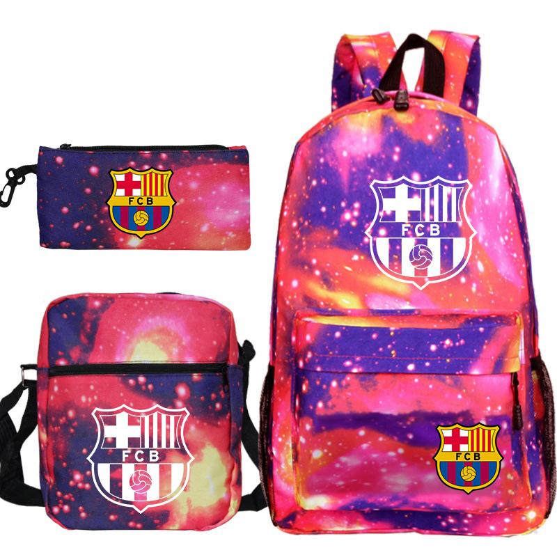 Student Backpack Set of 3 Star Player Print Oxford Cloth Bookbag Shoulder Bag Pencil Case Combo Large Capacity School Bag Gift for Teens