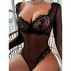 Outwear Intimates Women's Jumpsuit Lace Mesh Sexy See-through Backless Bodysuit Women with Hidden Hook Adjustable Crotch