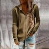 Gestrickter Pullover Hoodie Damen Locker Reißverschluss Strickjacke Langarm Einfarbig Freizeit Herbst Winter Mit Kapuze
