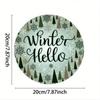 Winter Round Iron Wall Art Hello Sign 7.8 Inch Metal Plaque Decorative For Front Door Porch Living Room Bedroom Home Decor Gift