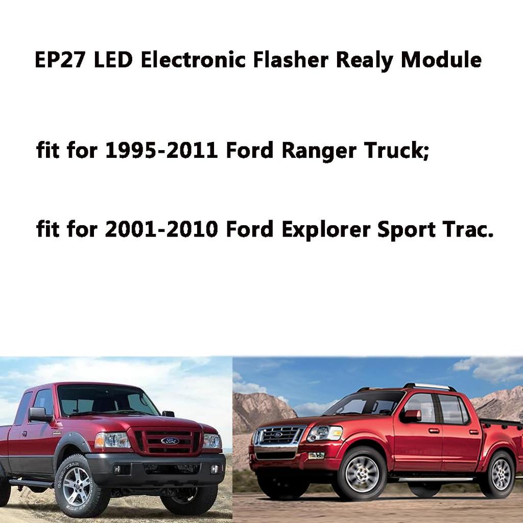 EP27 LED Flasher Relay 5 Pin Fit for 1997-2008 Ford F150 | 1997-2010 Super Duty F250-F550 | 1995-2011 Ranger | LED Electronic Turn Signal & Hazard