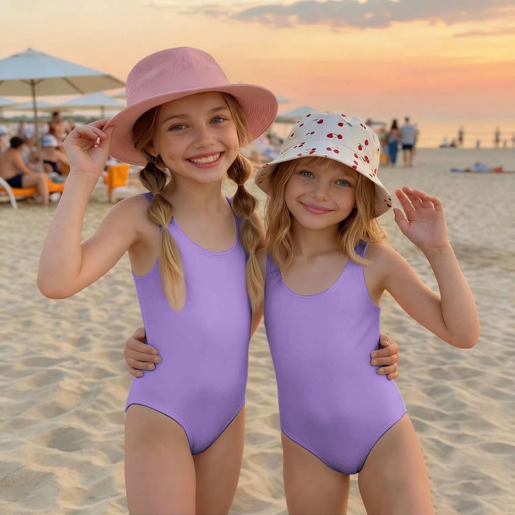 Girls One Piece Swimsuit Summer Kids Swimwear Sleeveless Casual Beachwear Lightweight Comfortable Fit for Swimming and Outdoor Activities