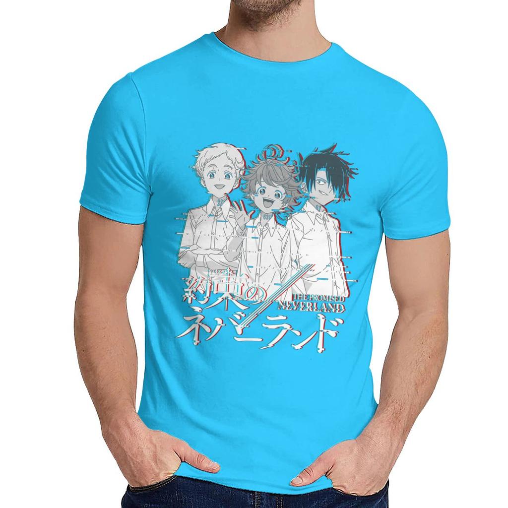 Wysokiej jakości bawełna Neverland Manga Ray Vaporwave Anime Koszulka Męska S Harajuku Młody Styl Klasyczny O