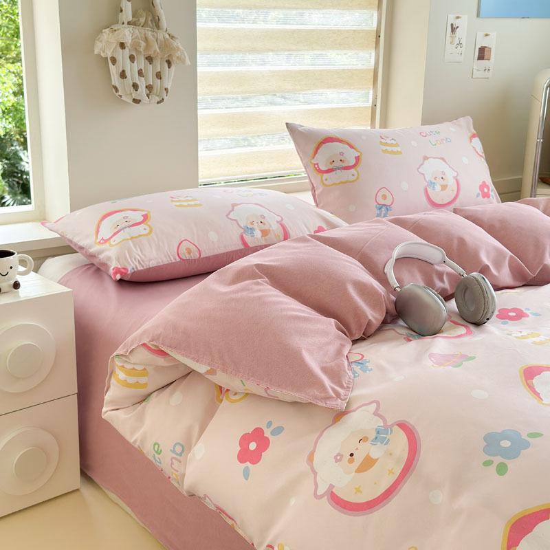 Four-piece Cartoon Single-piece Bedding Dormitory Bed Sheet Quilt Cover Ins Quilt Cover Three-piece Set Spring