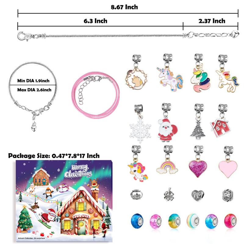 24 Grids Christmas Advent Calendar Gift Box With Diy Unicorn Bracelet Beads Making Kit Countdown Calendar For Girls Holiday Part