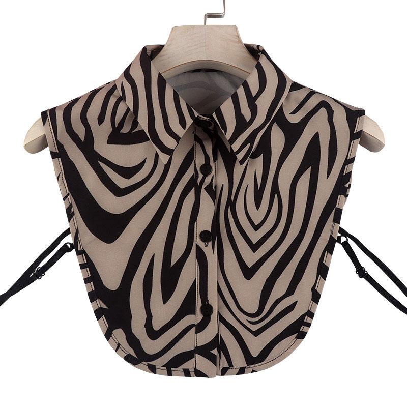 Women's Fake Collar Stylish Zebra Print Detachable Chiffon Blouse False Collar Fashion Blouse Half Shirt False Collar