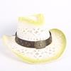 Popular European and American Fashion Hollow Woven Hat Straw Hat Men's and Women's Classic Outdoor Western Denim Straw Hat