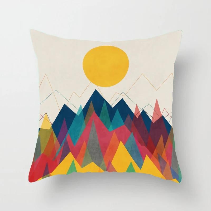 Creative Geometric Colorful Pattern Pillowcase Interior Decoration Office Living Room Home Pillowcase