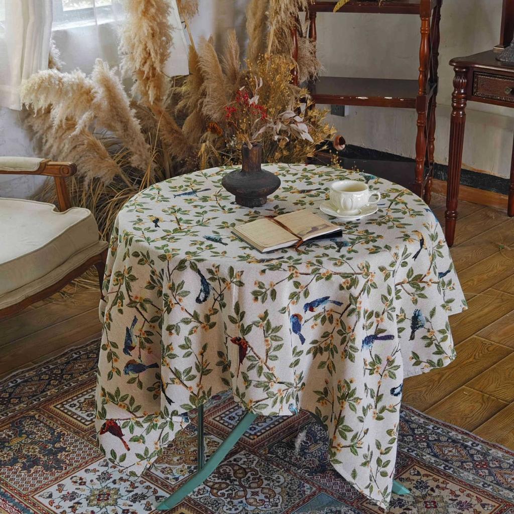 Rural Retro Tablecloth Cotton And Linen Jacquard Fabric Flower And Bird Dining Table Cloth Thickened Coffee Table Cloth Tv Cabinet Cover Towel