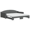 VidaXL Daybed with Trundle and Mattress Dark Grey 100x200 Cm Fabric 3197554