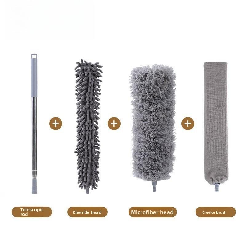 2.8M Extended Chicken Feather Duster Extendable and Curved Ceiling Cleaning Broom Household Electrostatic Dust Collector