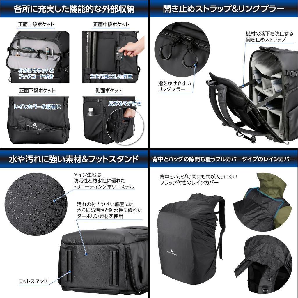 Hakuba Camera Bag Tank Rear Gate Backpack 26 AZ Black AMZSGWATKRGBP26 access Side access Back opening type with security side 4977187005189 GW-ADVANCE