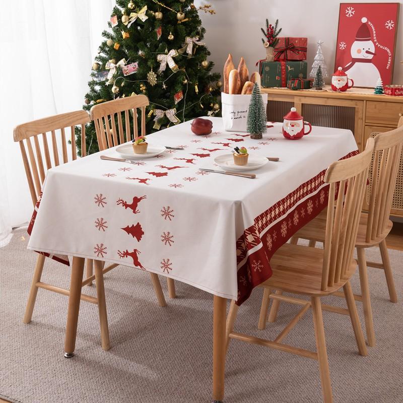 Christmas Deer Tablecloth Waterproof Rectangular Table Cover Dining Coffee Decor