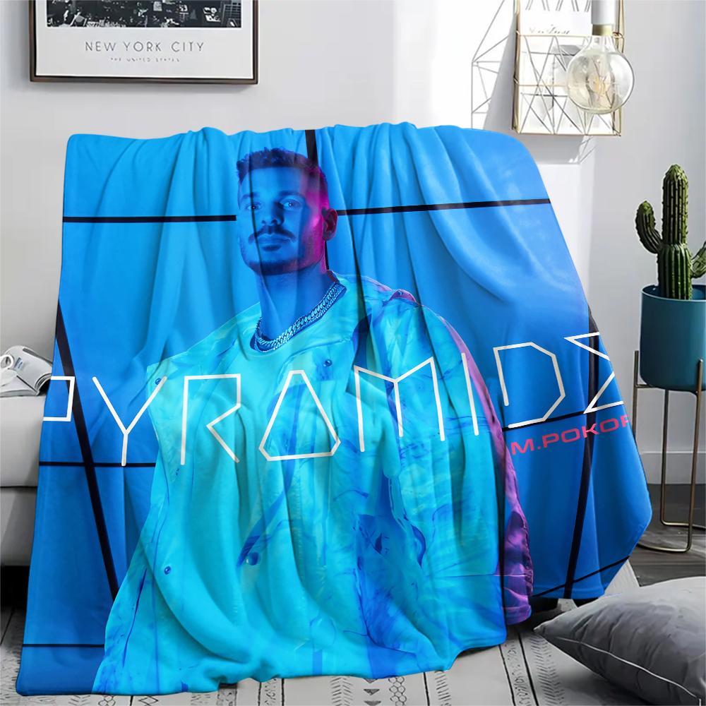 1PC M Pokora Print Flannel Blanket, High quality All Seasons, Home Decor, Warmth and Comfort, Perfect for Christmas Gifts