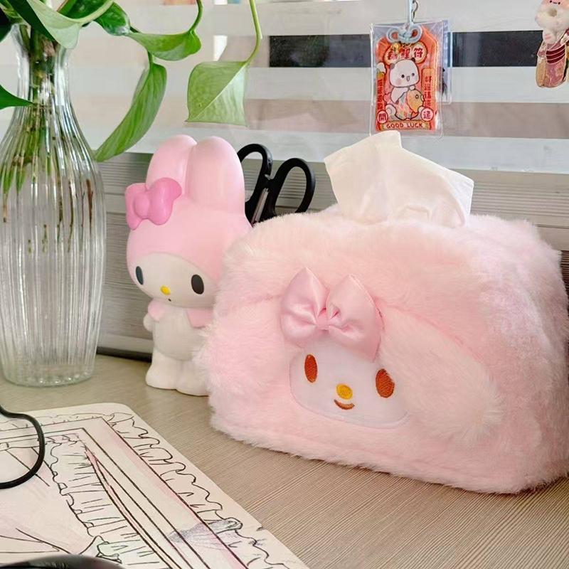 Plush Crayon Shin-chan Tissue Box Cute Hello Kitty Holder Decorative Container Paper Storage Bag Home Decor Cuddly Stuffed Fluffy Huggable Kawaii