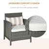 3 Pieces Rattan Bistro Set, Wicker Garden Furniture Set, Glass Top 2-tier Coffee Table and Chairs Set with Pillows and Washable Cushions for Outdoor