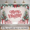 Party Banner Pine Tree Ornaments Bows Christmas Backdrop, Polyester Wall Decor for Celebration & Photos