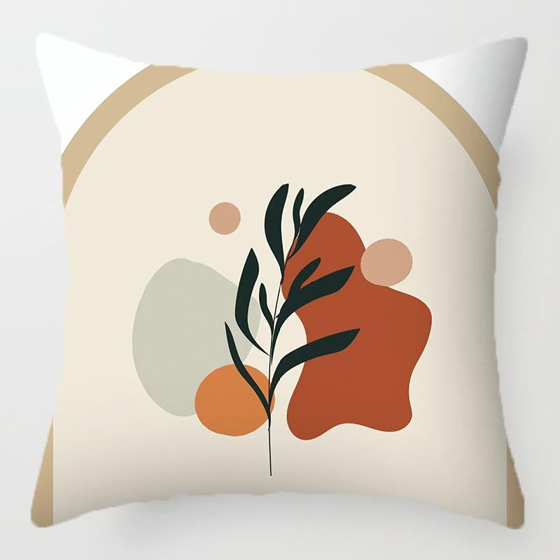Morandi Abstract Artistic Patterns Throw Pillow Cover with Short Plush Print for Living Room Sofa Decoration Cushion Cover