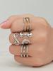 18k Gold-Plated Zirconia Inlaid Stainless Steel Open Ring Set - Modern Fashion Jewelry