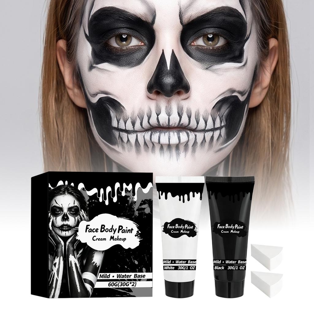 Halloween Face & Body Paint Set Party Skeleton Makeup Realistic Effect Cosplay Props