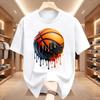 Unisexs Dripping Basketball Graphic TShirt Streetwear Hip Hop Tee Oversized Fit WHITE Top for Unisex Trendy Summer Style
