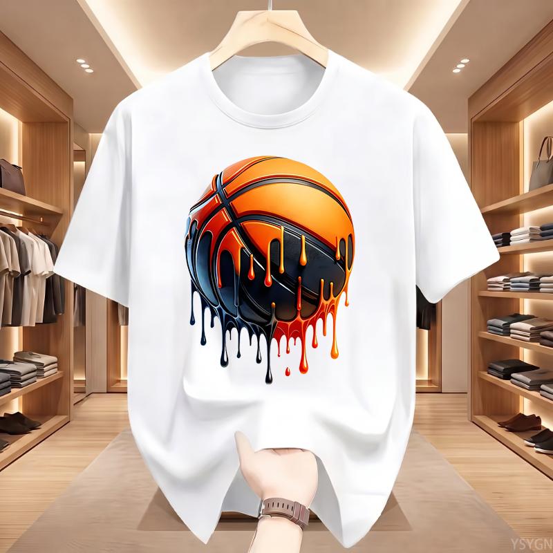 Unisexs Dripping Basketball Graphic TShirt Streetwear Hip Hop Tee Oversized Fit WHITE Top for Unisex Trendy Summer Style