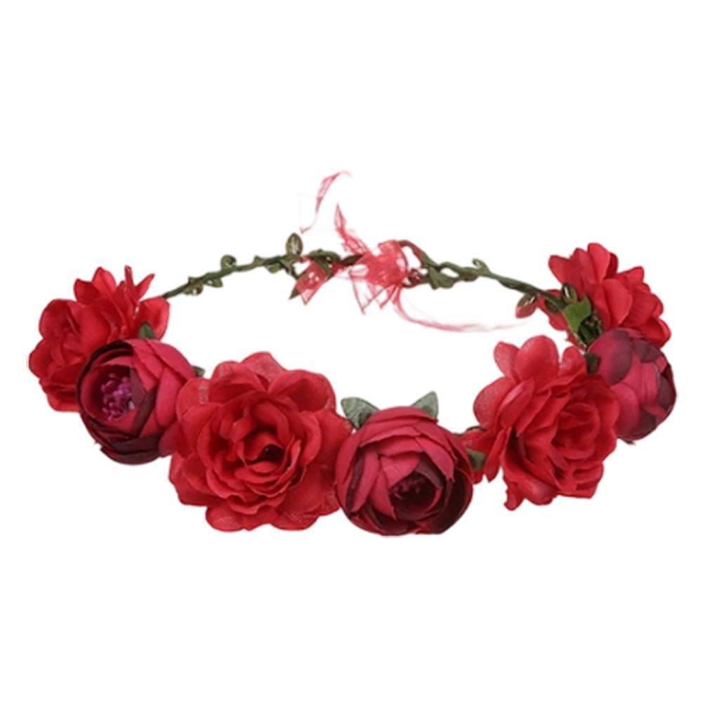 Wedding Bridal Hair Wreath Lightweight Flower Maternity Headband Multifunctional Rose Leaves Hair Wreath Party Hair Accessories