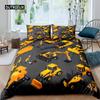 Excavator Duvet Cover Set Microfiber Tractor Truck Comforter Cover Twin Construction Vehicle Cartoon Bedding Set for Boys Teens