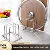 Stainless Steel Multi Slot Pot Lid Cutting Board Holder Countertop Storage Rack for Home Kitchen Utensil Organization