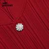 Self-Portrait Burgundy Rhinestone New Chinese Style Bell Sleeve Commuter Knit Sweater Women sweater SWF371M03400