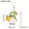 Lebhafter Gnom mit Sonnenbrillen-Stil Acryl-Ohrringe für Damen, Entzückende Gnom-Ohrhänger mit tropischen Früchten, Design für Alltag und Party