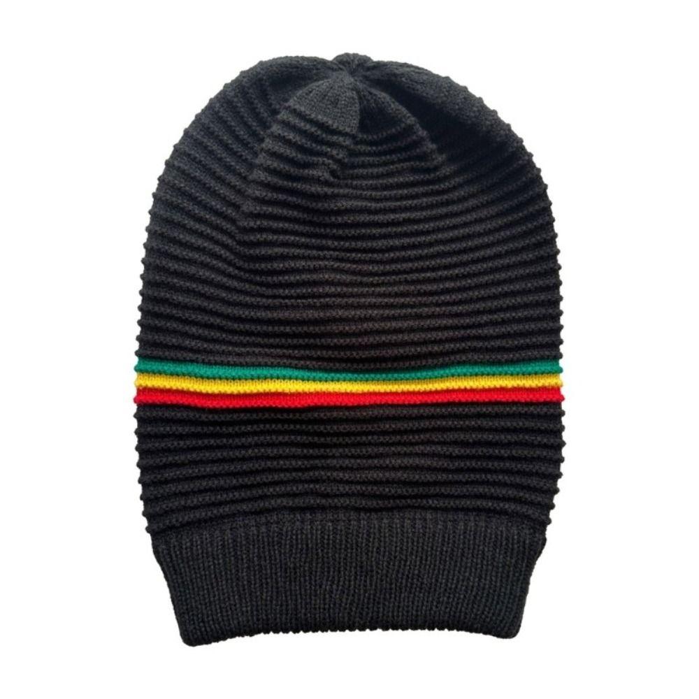 Bonnet Pull Tissage Chapeau Reggae Couleur Rayée Bonnets Crâne Jamaïque Chapeau Tricoté Hiver Automne
