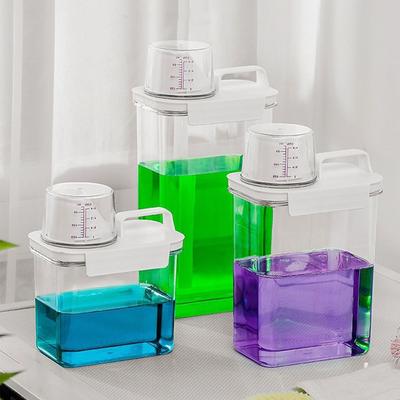 Airtight Washing Powder Storage Box Large Capacity with Measuring Cup Laundry Pod Bucket Transparent Laundry Detergent Dispenser