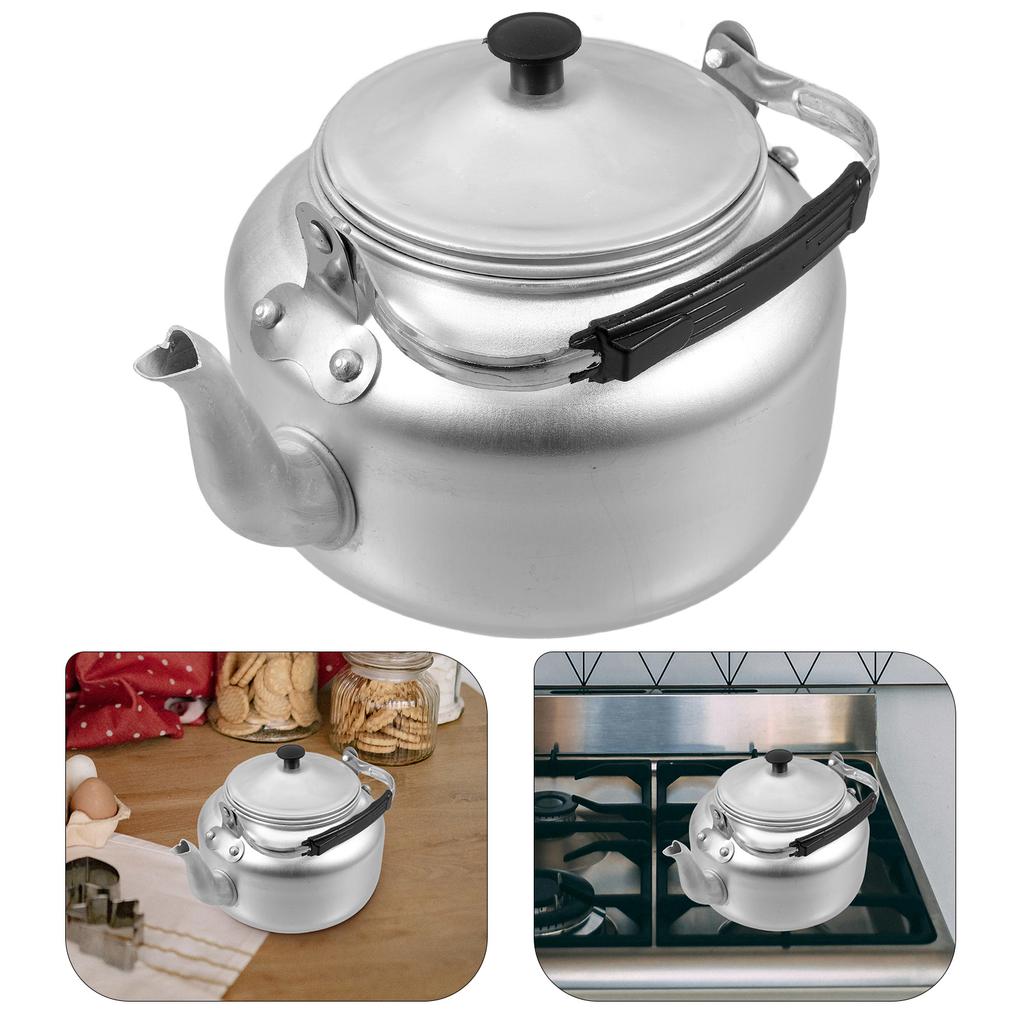 Portable Aluminum Teapot With Handle Lid Small Lightweight Kettle For Camping Coffee Pot Silver Metal Tea Boiling Water Filter