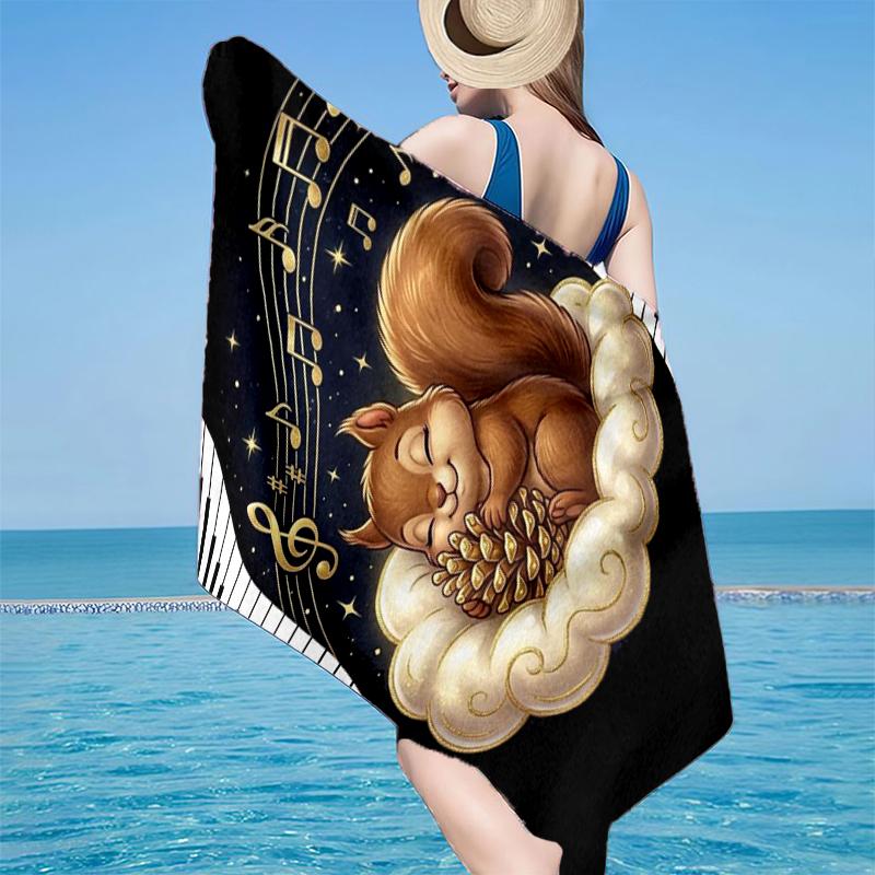Eichhörnchen Träume Unter Mondlicht Strandtuch, Super Weiche Mikrofaser, Geschenk für Sie/Ihn, Geburtstag, für Pool, Strand, Reisen, Heimdeko Fan Geschenke