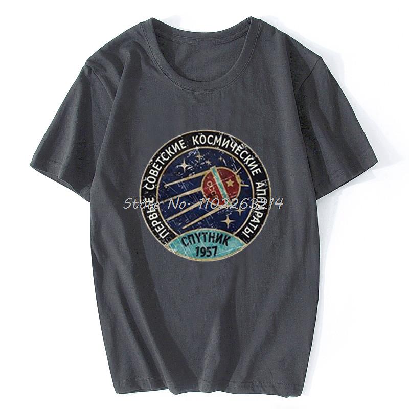 New CCCP Space Exploration Programs Commemorative Sputnik 1 Badges Vintage Tshirt Unisex Cotton Oversized Streetwear Harajuku