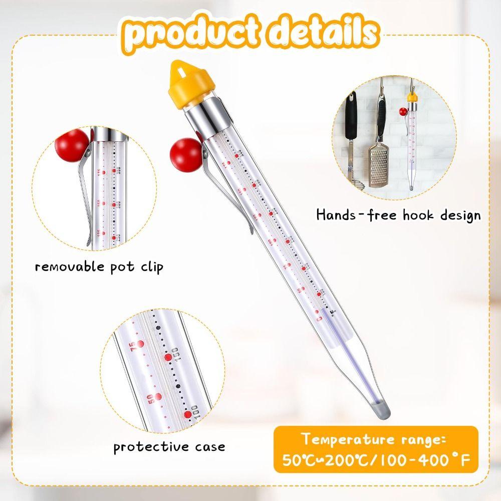 50-200℃ Candy Thermometer with Pot Clip Instant Read Cooking Food Thermograph Safety with Protective Cover