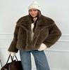 Eco-friendly Faux Fur Coat with Large Lapel, European-American Fashion, Thick and Cozy, Winter 2025 Collection