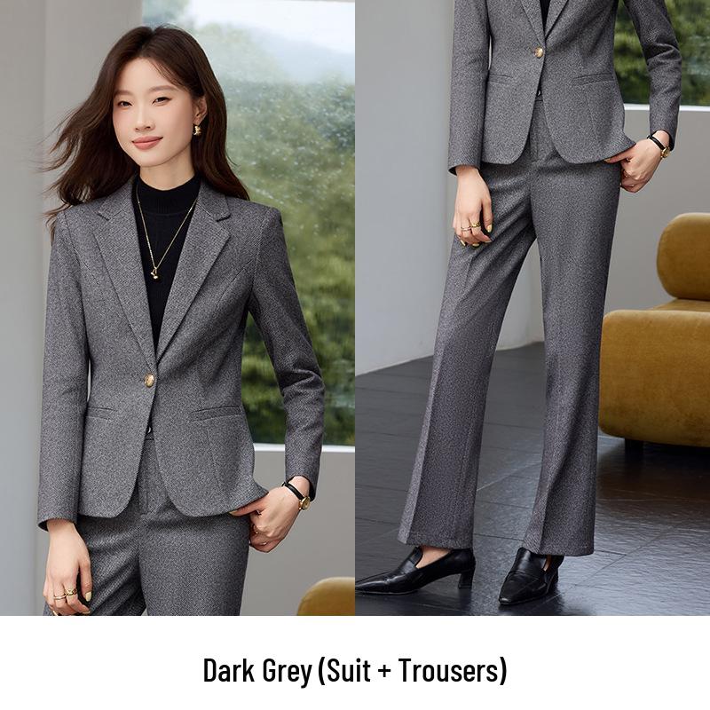 

Женский пиджак от костюма петитного размера серого цвета - 2025 Осень/Зима Высококлассный Формальный Профессиональный Комплект L