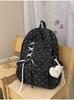 Schoolbag Star Bow Rope Backpack Women's Commuter Casual Large Capacity School Bag Lightweight Trend Versatile Fashion Backpack