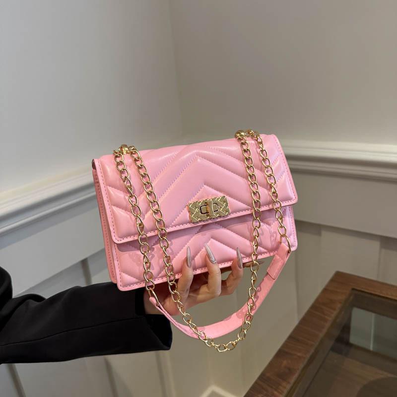 Stylish Solid Color Chain Bag For Women Casual Fashion Spring 2024 With Quilted Design