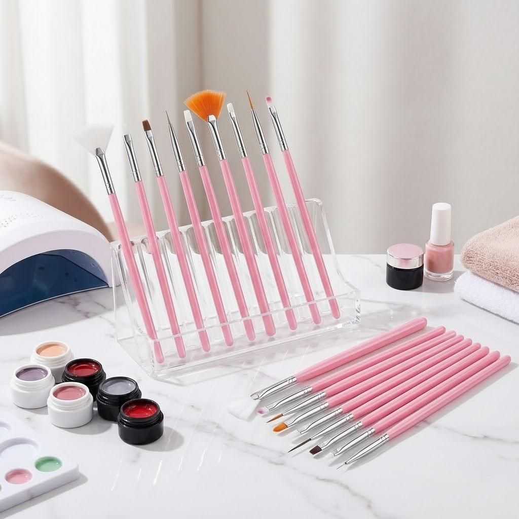 

15Pcs Nail Art Brush Set Acrylic Gel Polish Liner Painting Pen Tool for Manicure Design Drawing Supplies рожевий