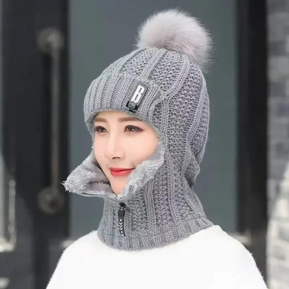 Neck Warmer Wool Knitted Hat Windproof Ear Protection Hat Winter Hat Scarf Set  Outdoor Cycling