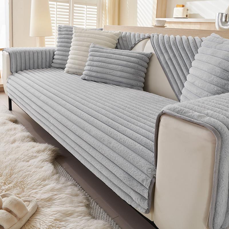 

1PC Faux Rabbit Plush Sofa Cover Winter Anti Cat Scratch, Sofa Slipcover, Couch Cover Four Seasons Universal Furniture Protector For Bedroom Office 90*160cm