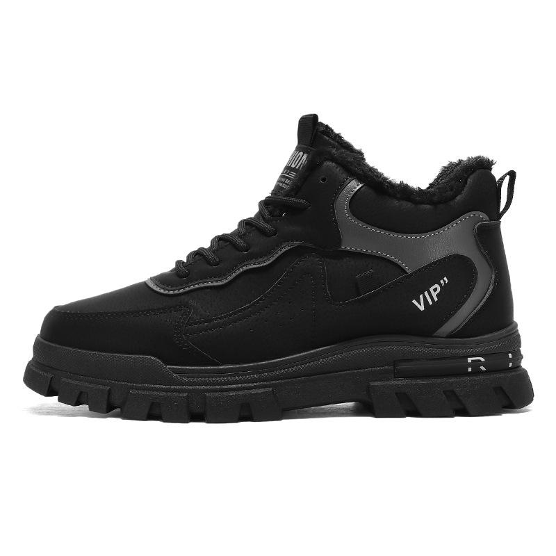 2025 Winter Men's Plus Velvet Leather Martin Boots – Thick Sole, Warm, Versatile Casual Shoes