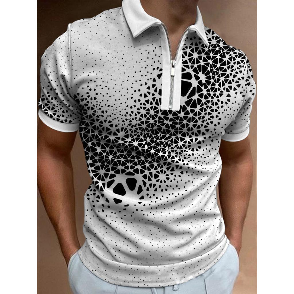 Polo Collar Summer Casual Khaki Striped T Shirt Men Tops